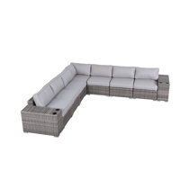 Lutie 9 Piece Rattan Sectional Seating Group Joss Main